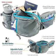 Fanny Pack Waist Bag with Water Bottle Holder for Hiking, Walking, Travel, Biking (Grey)