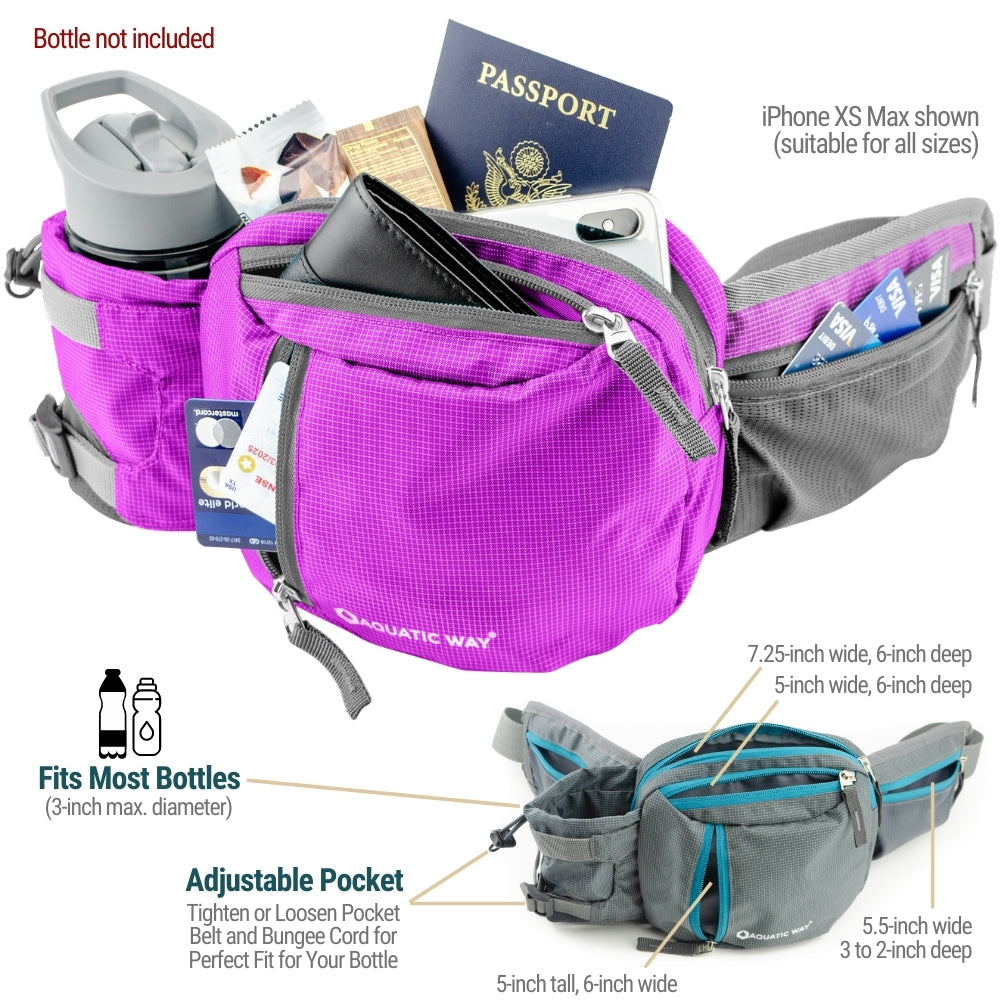 Waterfly Fanny Pack for Men Women Water Resistant Hiking Waist Bag Pack for Running Walking Traveling (Black)