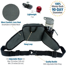 Fanny Pack Waist Bag with Water Bottle Holder for Hiking, Walking, Travel, Biking (Black)