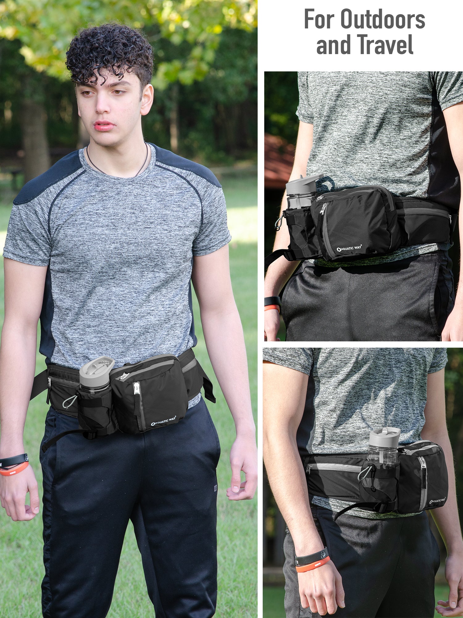 Hiking Waist Pack Fanny Pack With Water Bottle Holder For Men