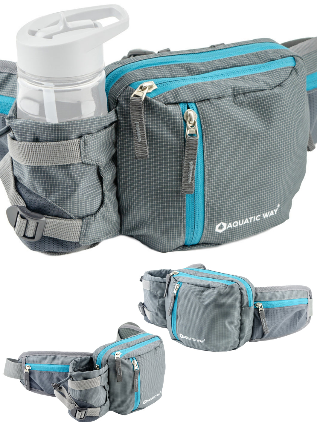 WATERFLY Hiking Waist Bag Fanny Pack with Water Bottle Holder for